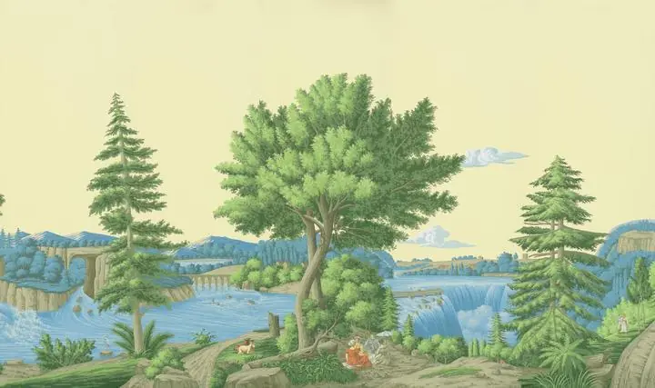 Green Pine Tree Blue Water Brown, Wallpaper, World Landscape