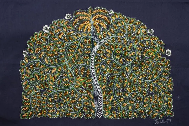 Green Tree With Flowers