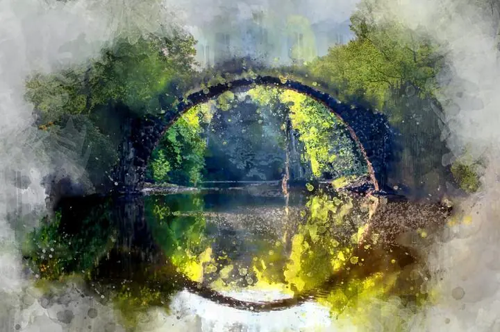 Green Trees Stone Bridge, Wall Art, Decor Wall Art, Decor Wall Art E