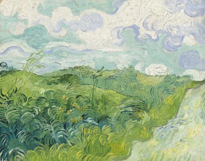 Green Wheat Fields, Auvers (1890), Paintings, Van Gogh