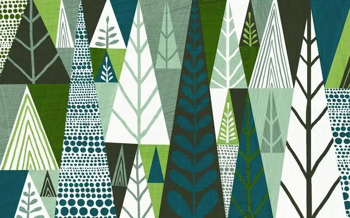 Green White Triangle Trees, Wallpaper, Old 3D