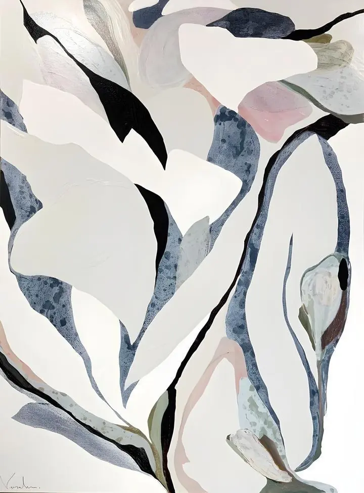 Grey Abstract Plant Leaves, Wall Art, Modern, Modern Monochrome