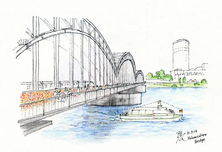 Hohenzollern Bridge, Wall Art, Line Art