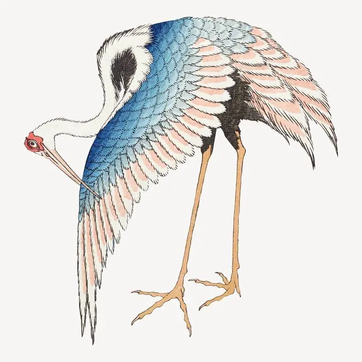Hokusai-S Crane, Aesthetic Art, Animal & Birds, Animal & Birds B