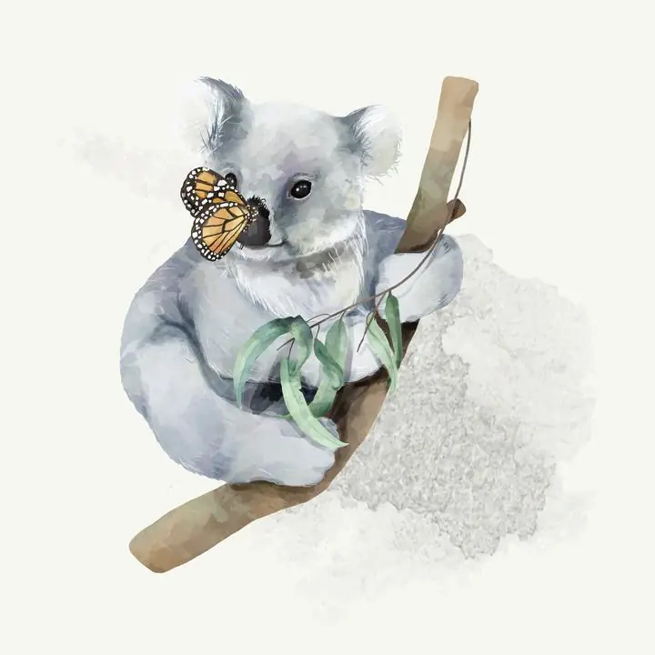 Illustration Of A Baby Koala, Aesthetic Art, Animal & Birds, Animal & Birds B
