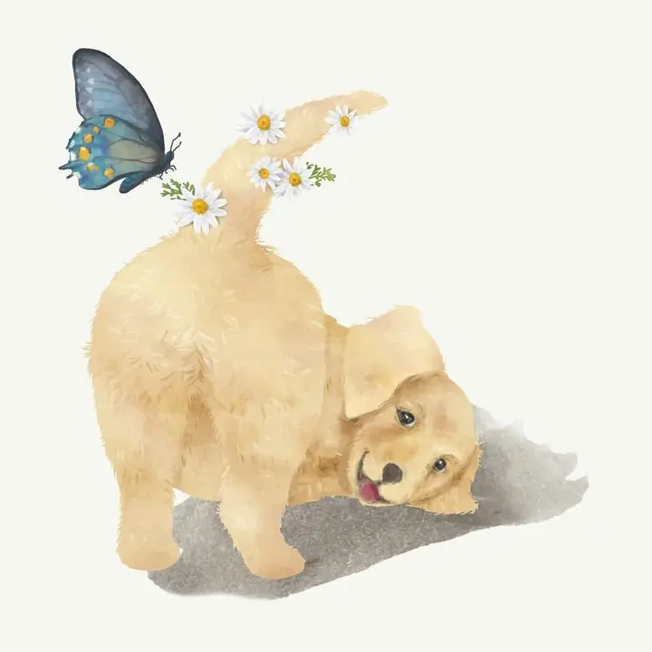 Illustration Of A Puppy, Aesthetic Art, Animal & Birds, Animal & Birds B
