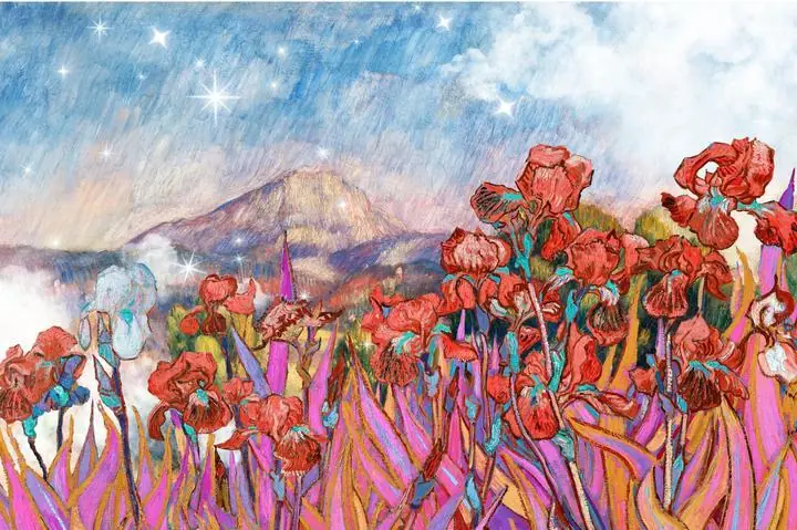 Irises Border Background, Paintings, Van Gogh
