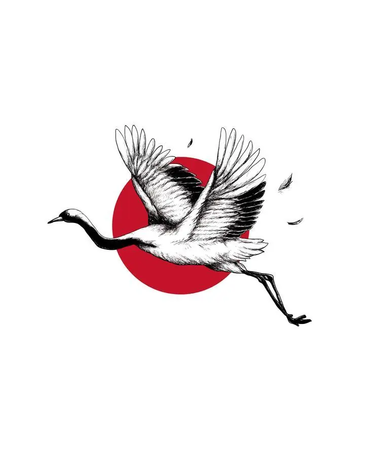 Japanese Crane Wall Art, Aesthetic Art, Animal & Birds, Animal & Birds B