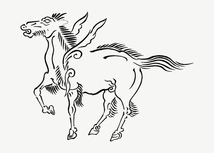 Japanese Horse Vintage, Aesthetic Art, Animal & Birds, Animal & Birds B