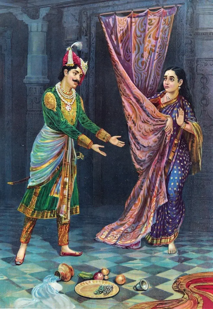 Keechaka And Sairandhri, Paintings, Raja Ravi Verma