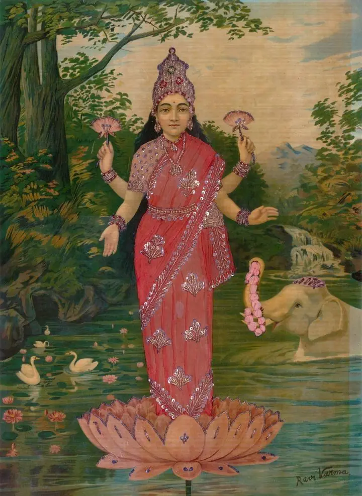 Lakshmi Embellished, Paintings, Raja Ravi Verma