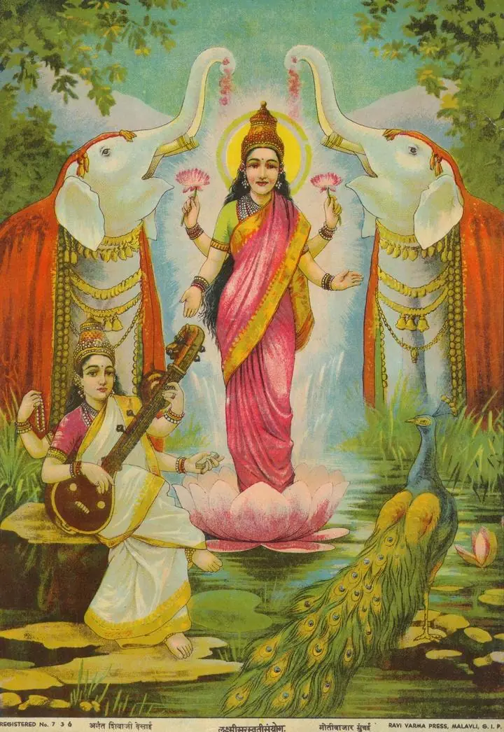 Lakshmi Saraswati Sanyog, Paintings, Raja Ravi Verma