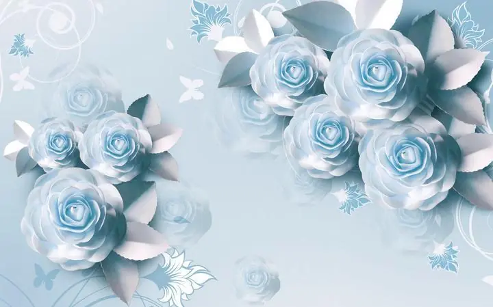 Light Blue Roses, Wallpaper, Old 3D