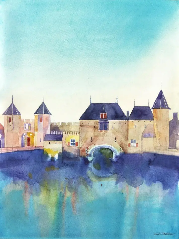Maja Wronska Castle Bridge, Wall Art, Water Color Art, Water Color Art A