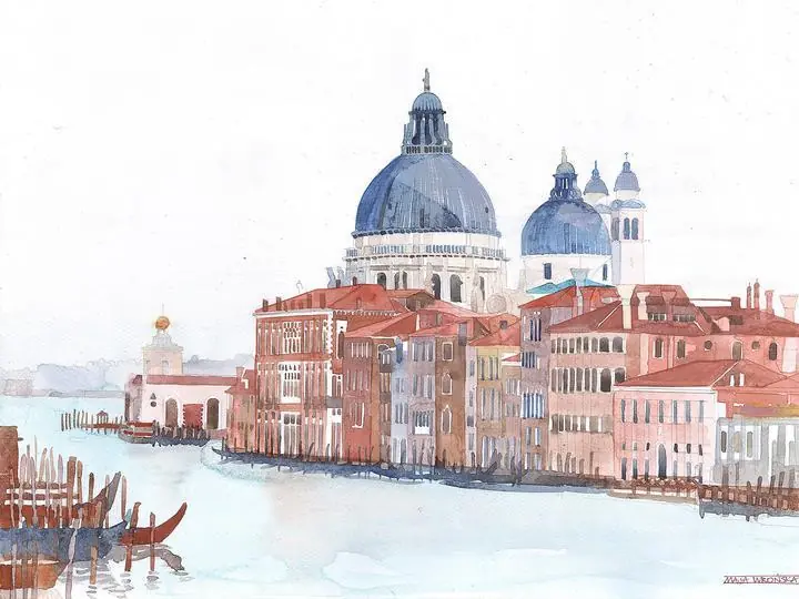 Maja Wronska Cityscape 3, Wall Art, Water Color Art, Water Color Art A