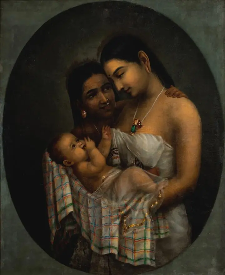 Mother And Child, Paintings, Raja Ravi Verma
