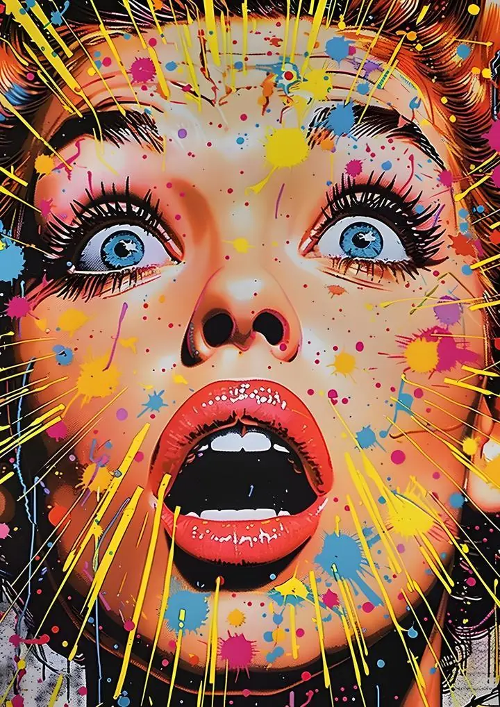 Multi Colored Painted Woman Face, Aesthetic Art, Pop Art