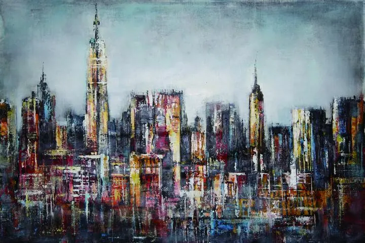 Multicolored City Skyline Painting, Wallpaper, World Landscape
