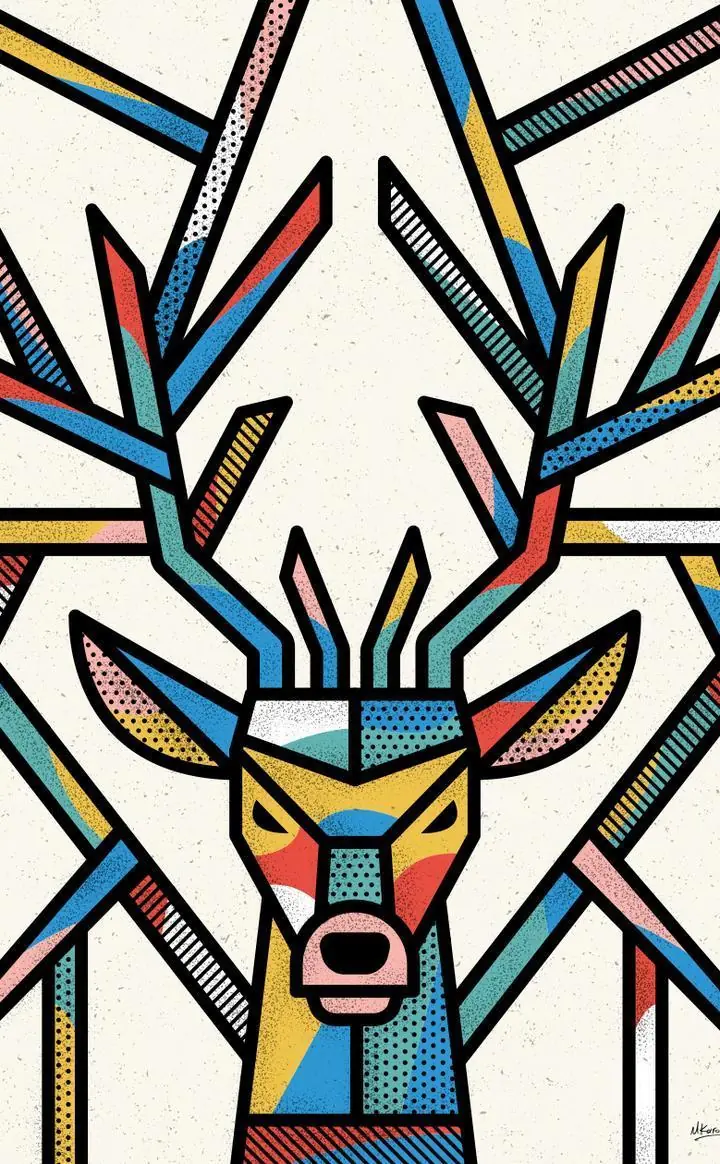 Multicolored Deer Head 3, Wall Art, Decor Wall Art, Decor Wall Art G