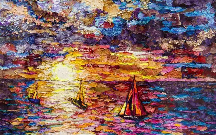 Multicolored Sailboats On Water, Wall Art, Decor Wall Art, Decor Wall Art E