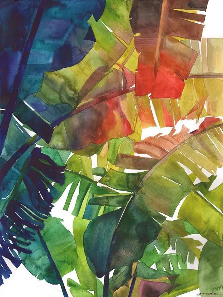 Multicolored Tropical Leaves, Wall Art, Water Color Art, Water Color Art A