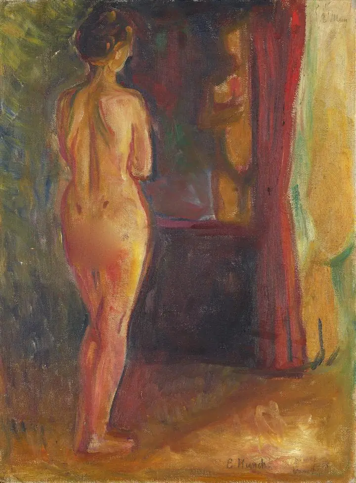 Nude In Front Of The Mirror (1902), Paintings, Edvard Munch