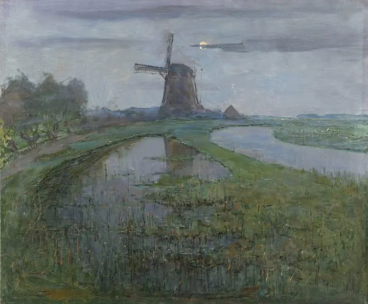 Oostzijdse Mill Along The River Gein By Moonlight (1903), Paintings, Piet Mondrian