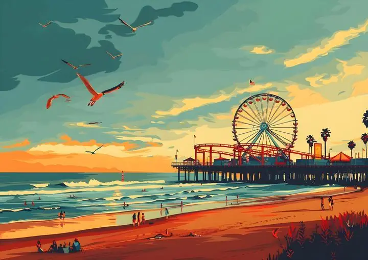 Orange Beach Pier, Aesthetic Art, Pop Art