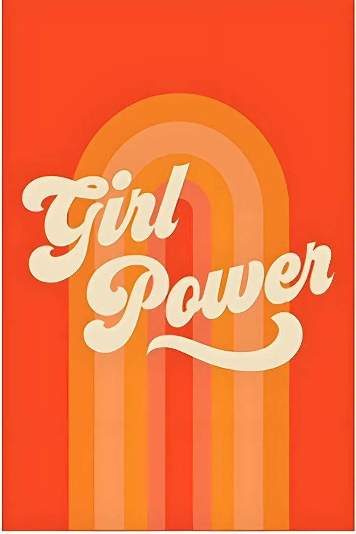 Orange Girl Power Sign, Aesthetic Art, Pop Art