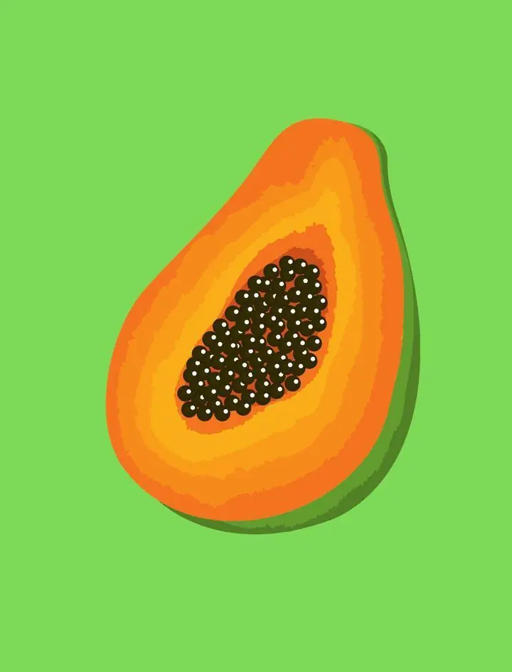 Orange Papaya Half, Aesthetic Art, Fruits