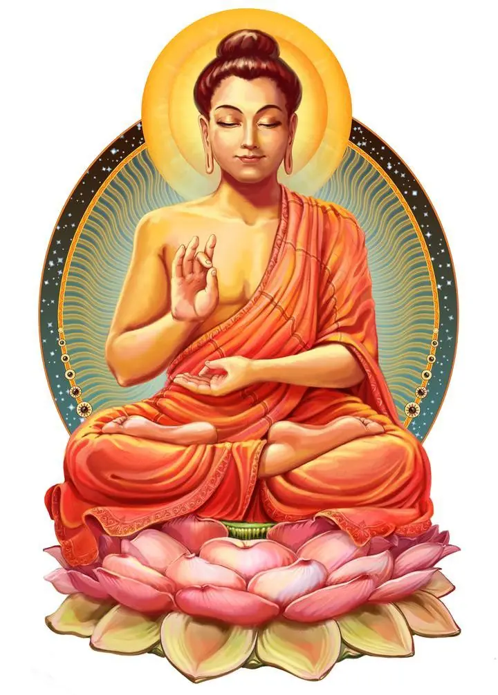 Orange Sitting Buddha 2, Religious, Buddha