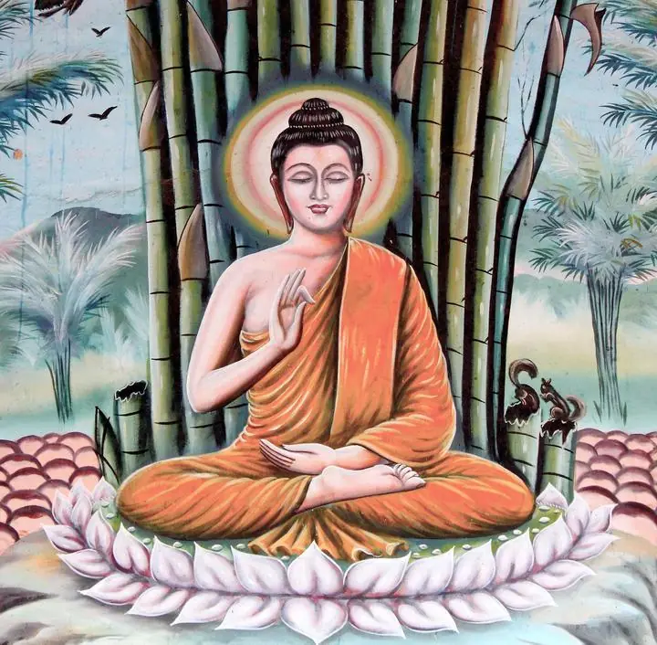 Orange Sitting Buddha, Religious, Buddha
