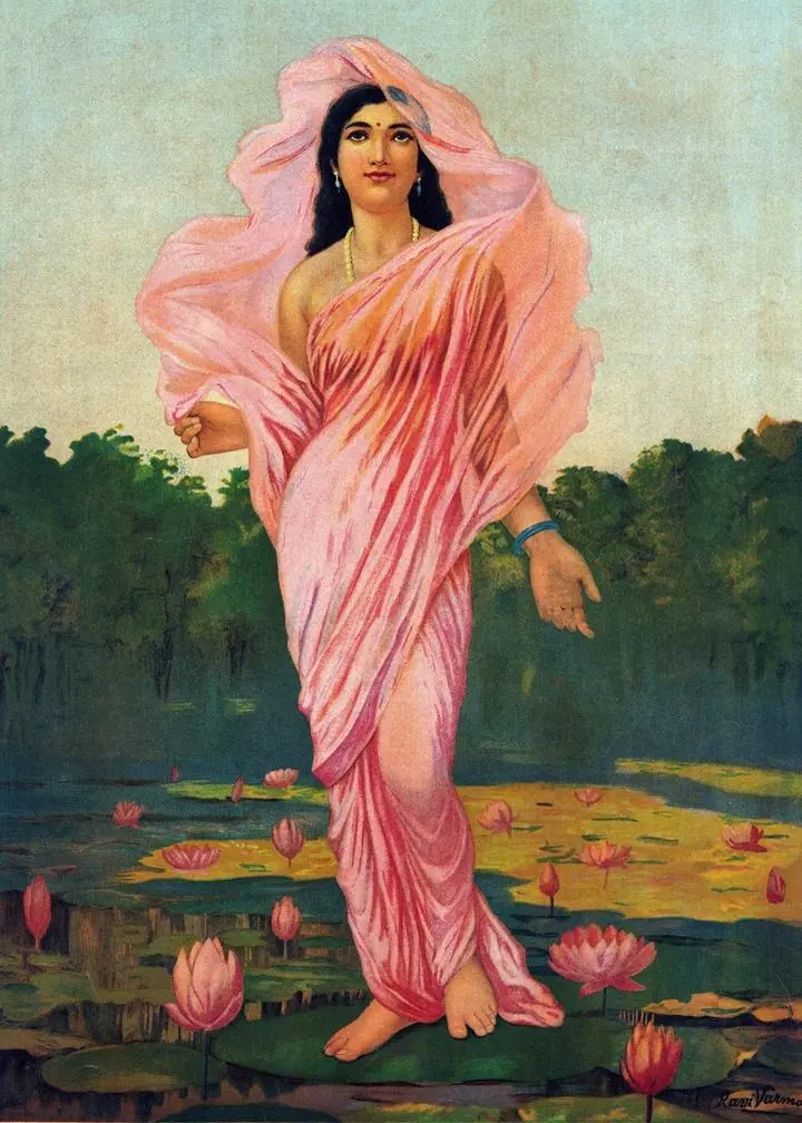 Padmini, The Lotus Lady, Paintings, Raja Ravi Verma
