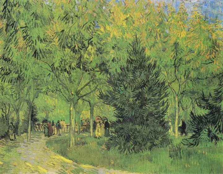 Path In The Park Of Arles With Walkers, Paintings, Van Gogh