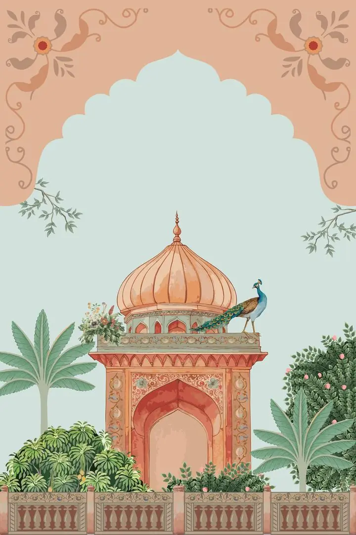 Peacock Pink Temple Arch, Indian Art, Pichwai, Pichwai Portrait
