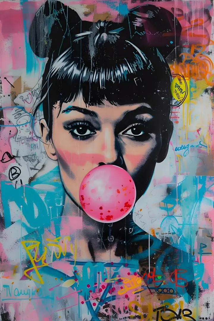 Pink Bubble Gum Girl 2, Aesthetic Art, Pop Art
