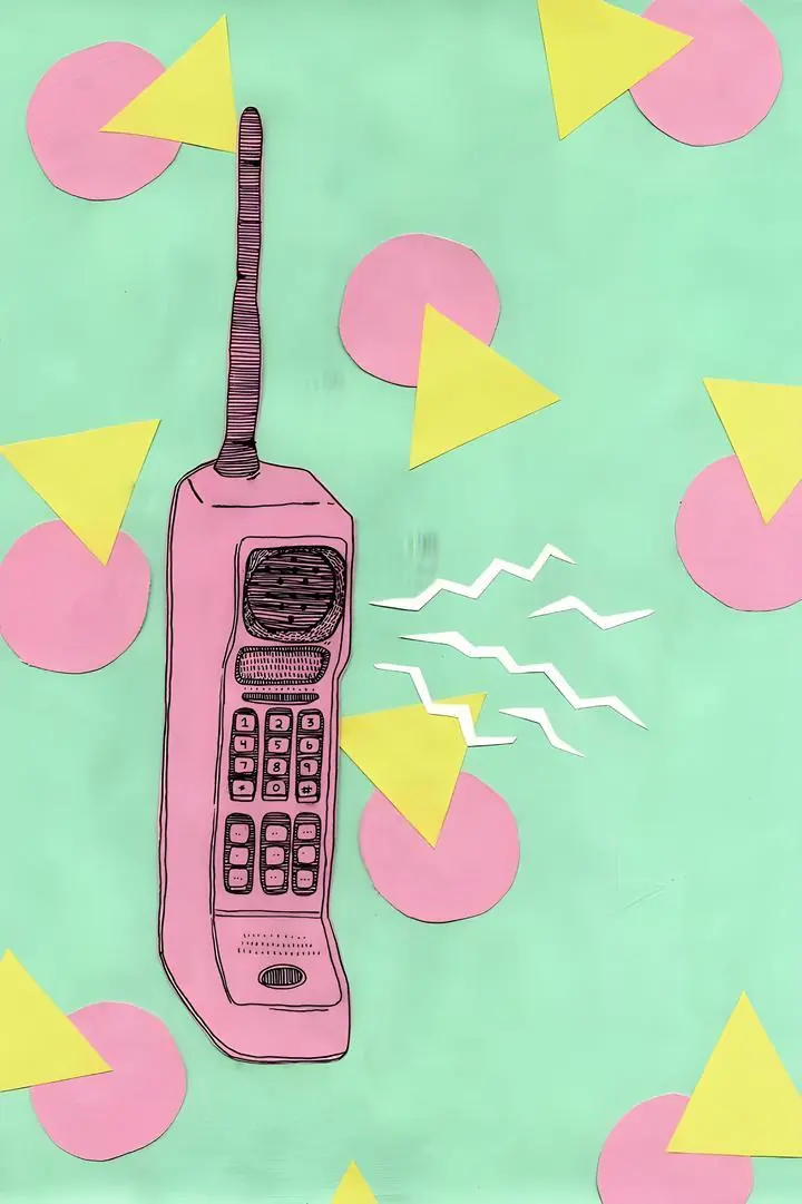 Pink Cartoon Cell Phone, Aesthetic Art, Pop Art