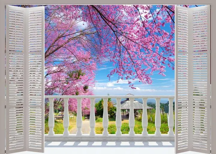 Pink Cherry Blossom Tree, Wallpaper, Old 3D