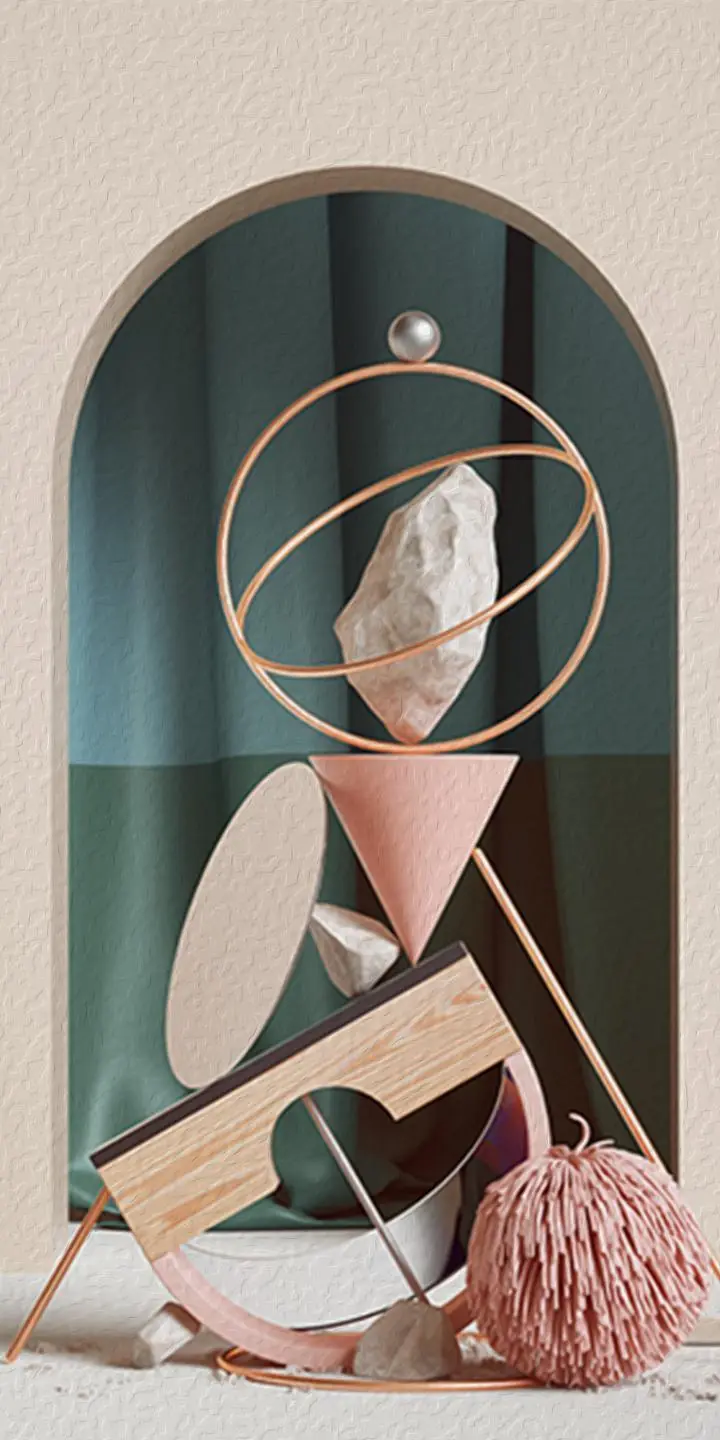 Pink Geometric Sculpture Display, Wall Art, Decor Wall Art, Decor Wall Art G