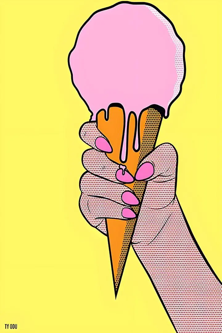 Pink Ice Cream Cone 2, Aesthetic Art, Pop Art