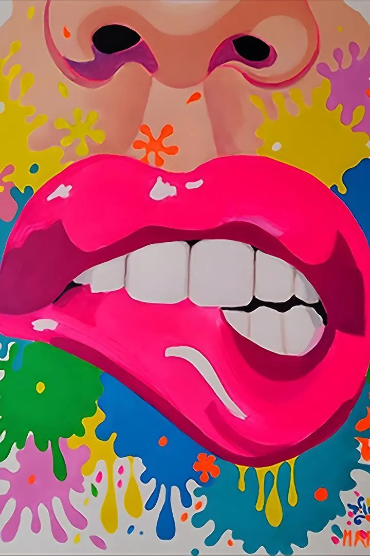 Pink Lips Closeup, Aesthetic Art, Pop Art