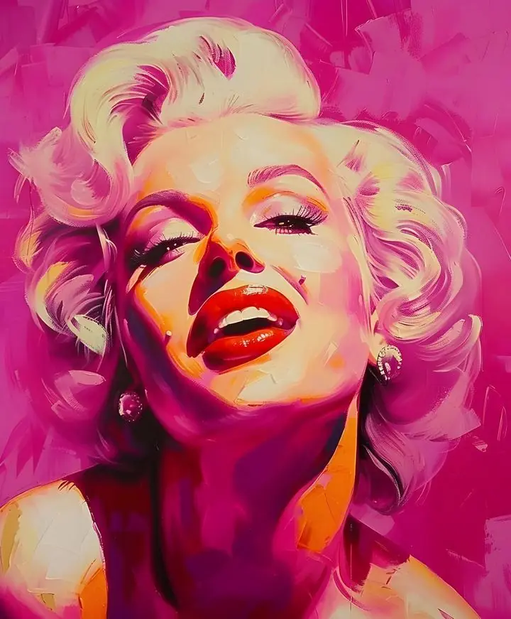 Pink Marilyn Monroe Portrait, Aesthetic Art, Pop Art