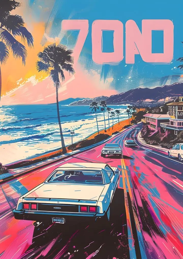 Pink Retro Cars, Aesthetic Art, Pop Art