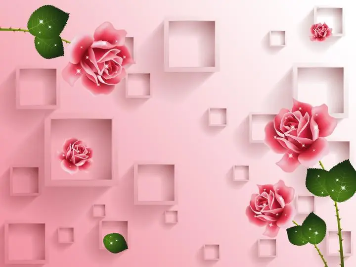 Pink Rose, Wallpaper, Old 3D