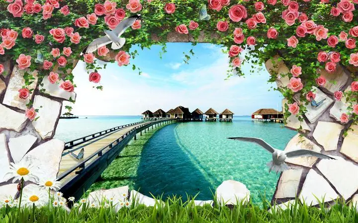 Pink Roses Green Leaves