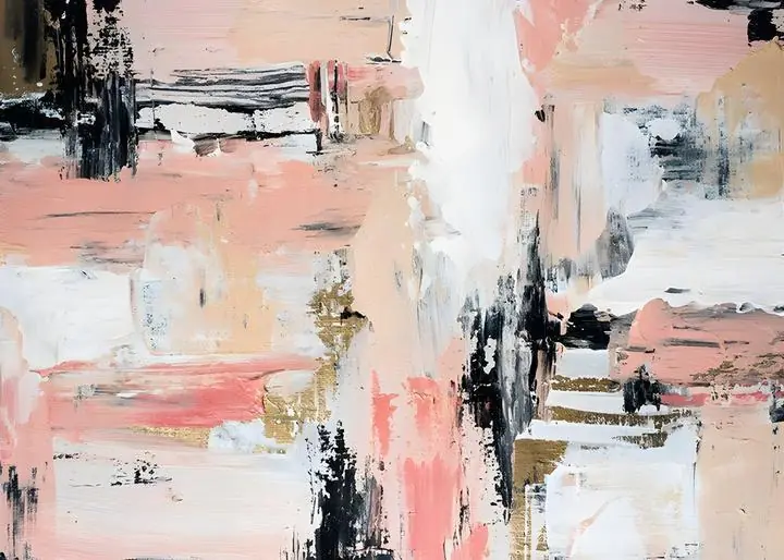 Pink White Abstract Painting, Wall Art, Modern, Modern Monochrome