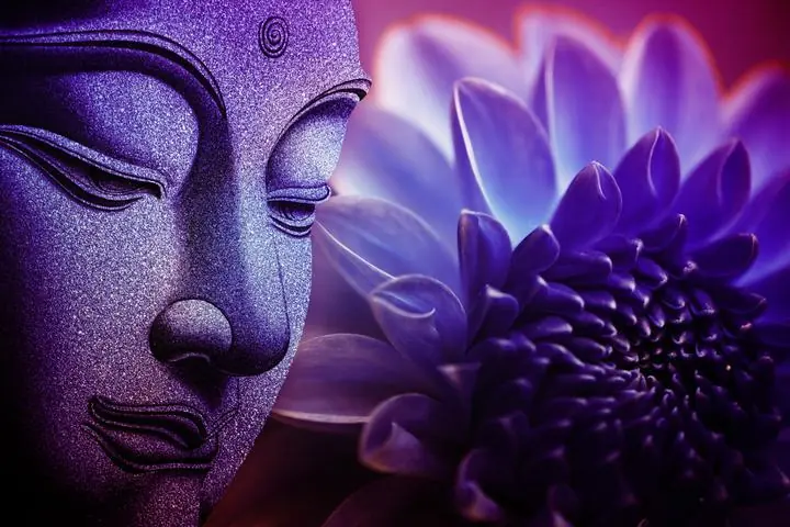 Purple Buddha Head, Religious, Buddha