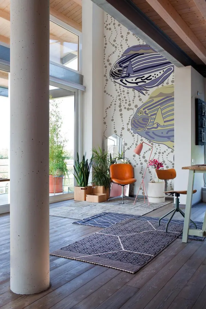 Purple Fish Gray Blue Yellow, Wallpaper, Under Water