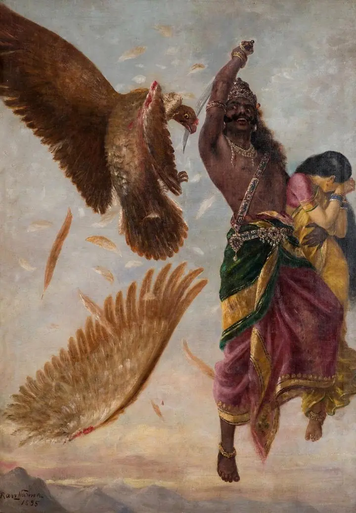 Ravana Sita Jathayu, Paintings, Raja Ravi Verma