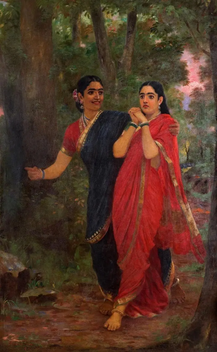 Ravi Varma-Draupadi And Simhika, Paintings, Raja Ravi Verma